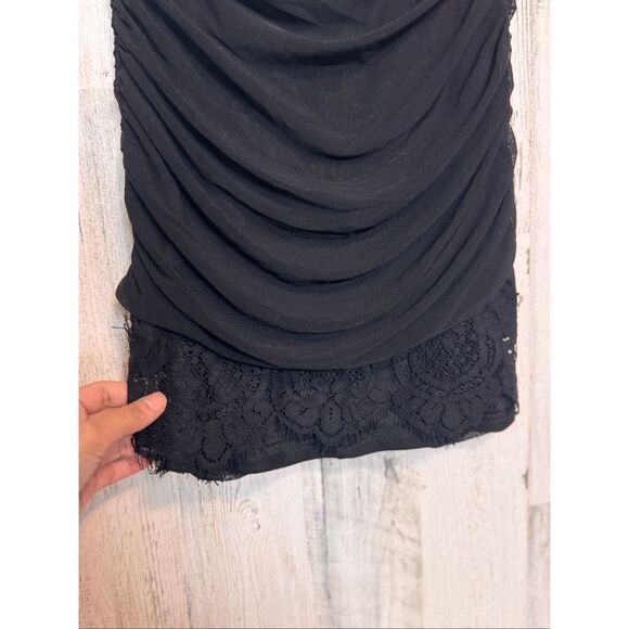 Windsor Privy Black Ruched Lace Mini Skirt | Bodycon Dressy Club Skirt Size Medi - Picture 4 of 11
